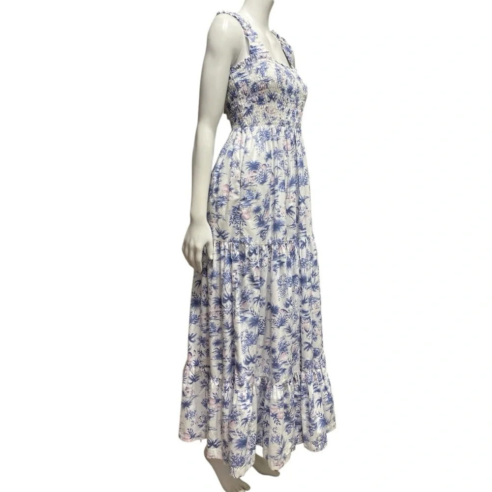 ABERCROMBIE & FITCH Blue Toile Smocked Maxi Dress – Size M (NWT)